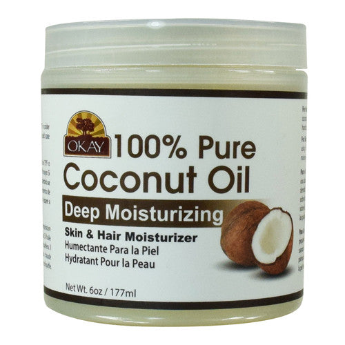 100% Pure Coconut Oil Deep Moisturizing For Skin And Hair By Okay, 6 Oz